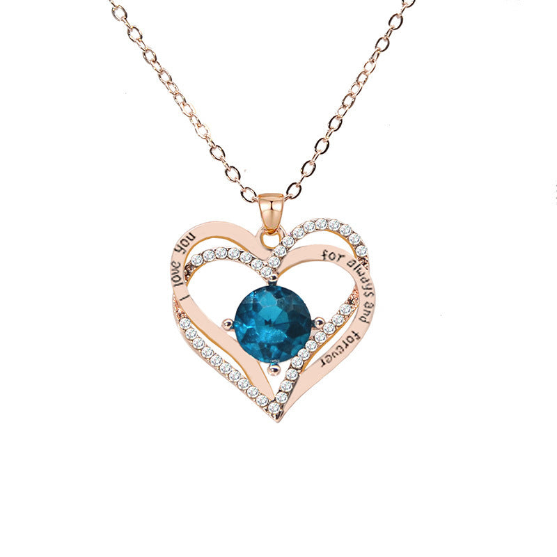 Jewelry Heart pendant necklace Women's rose gold fashion high sense jewelry