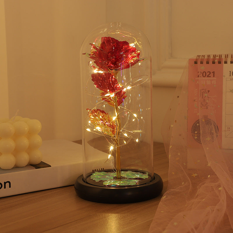 Glass lampshade rose simulation flower creative decoration Chinese Valentine's Day beautiful